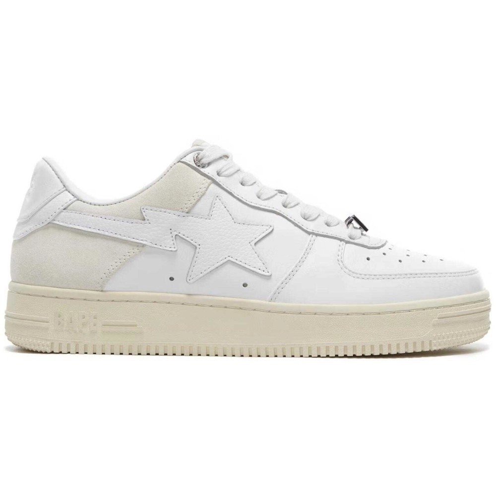 Bapesta,Bapesta Low Suede Heel - White