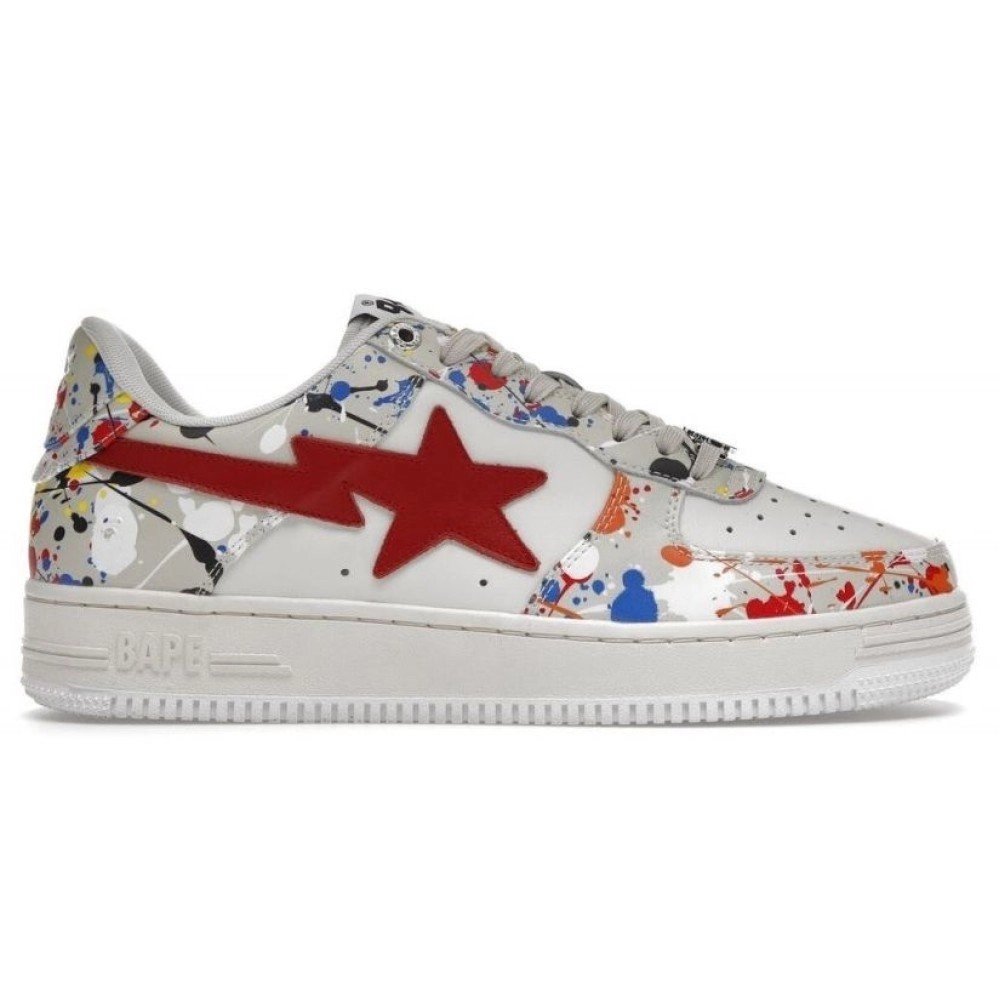 Bapesta,Bapesta Low Paint Splatter - Ivory